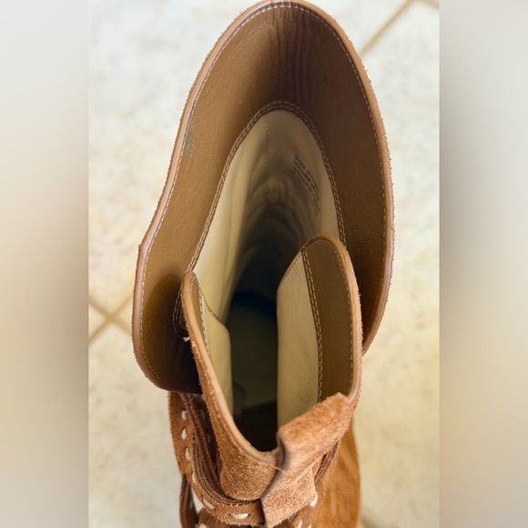 Michael Kors Collection Boho Fringe Suede Leather Ankle Boots Tassel Camel 8.5 - Picture 10 of 15